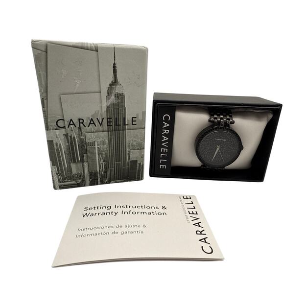 Caravelle by Bulova Bracelet Watch Modern 45L171 Black Pavé Stainless Steel - Picture 15 of 15